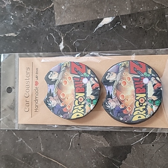 Tazo DragonBall Z Handmade Reuseable Neoprene Set of 2 Car Cup Holder Coasters - Picture 4 of 4